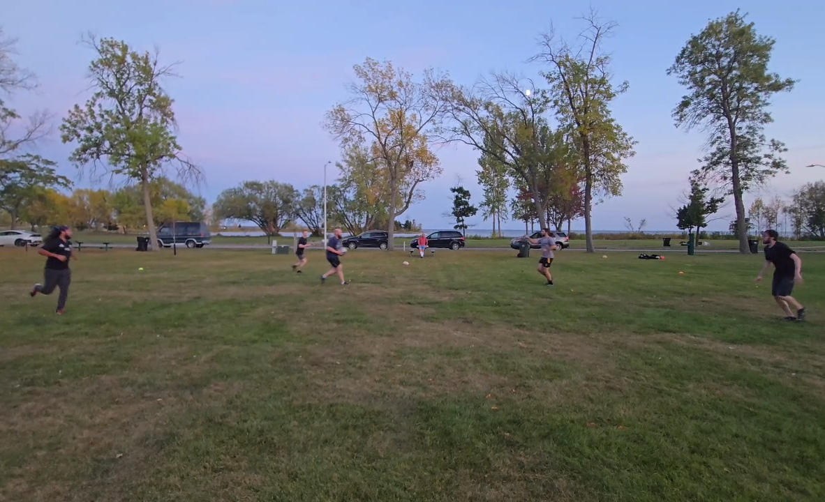 Berserkers conditioning session with prowler sled push on the pitch