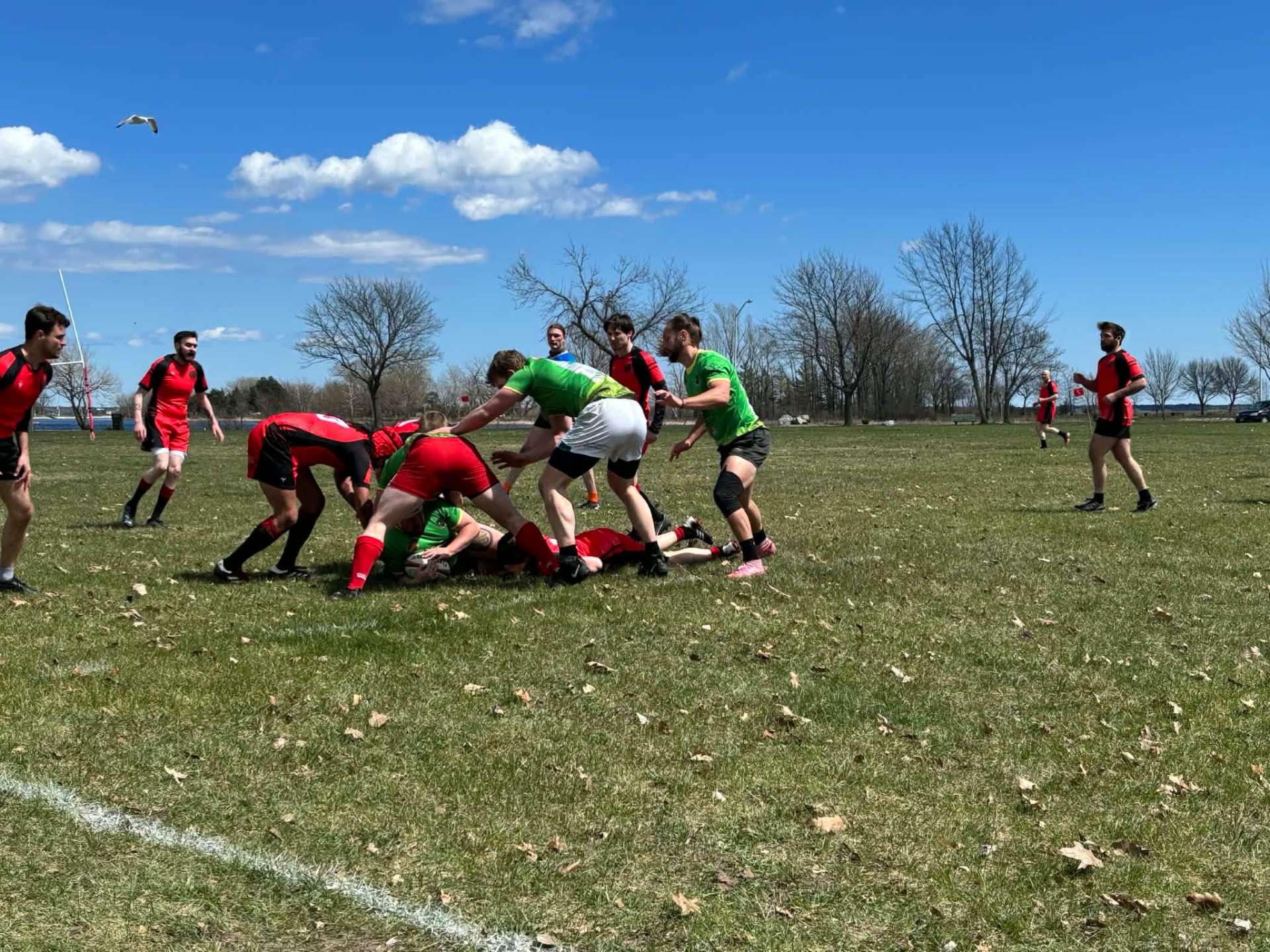 Berserkers competing for the ball at a ruck against a rival club