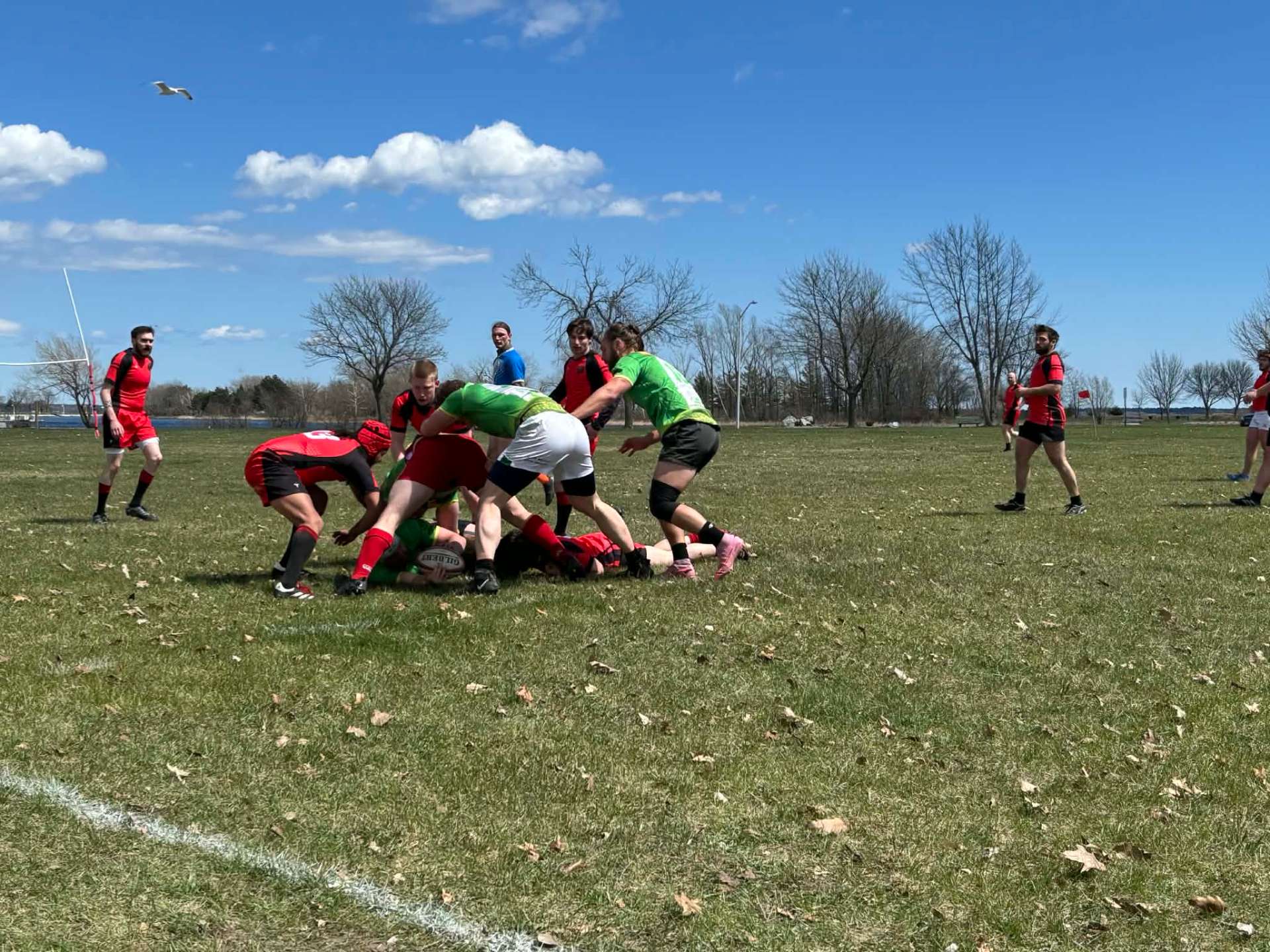 Berserkers securing the ball at a ruck near the lakefront
